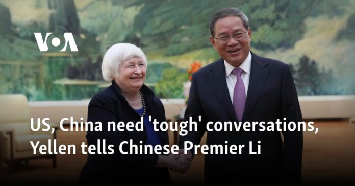 US, China need 'tough' conversations, Yellen tells Chinese Premier Li