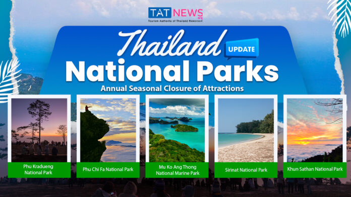 Annual seasonal closure of attractions of Thailand’s national park system