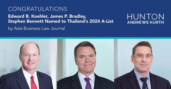 Asia Business Law Journal Names Three Hunton Andrews Kurth Attorneys to Thailand’s 2024 A-List